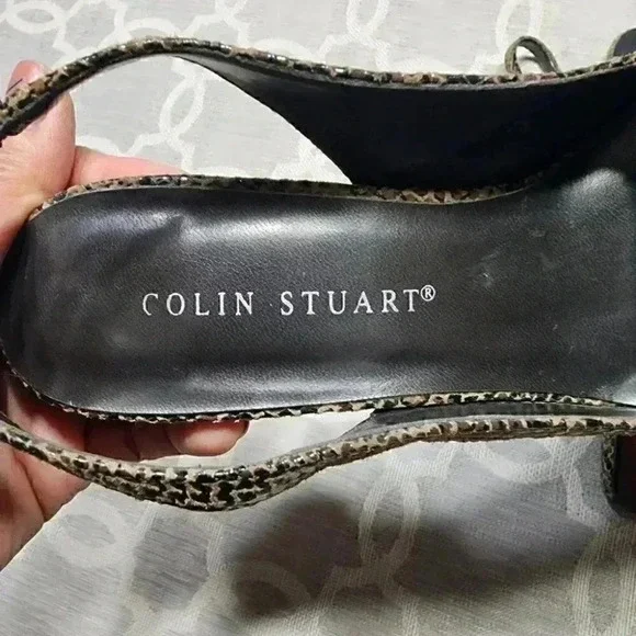 Colin Stuart Leather Snake Printed Sling Back Heels Size 7 - Picture 9 of 9